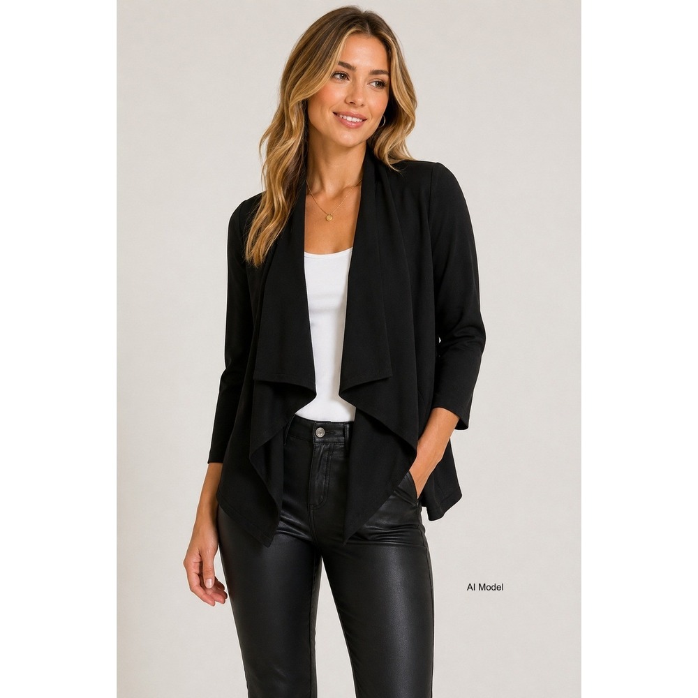 The Kooples Sport Black Drape Front Open Cardigan Jacket Size 1 / Small Layering